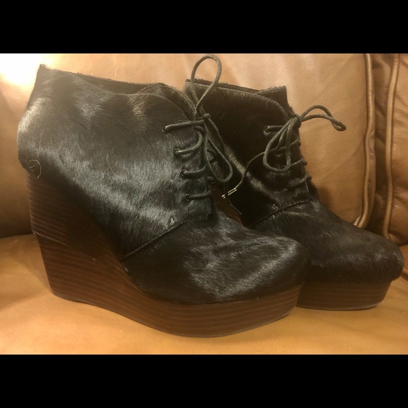 Matiko “ivy” black calf hair lace up wedge booties - Picture 6 of 8